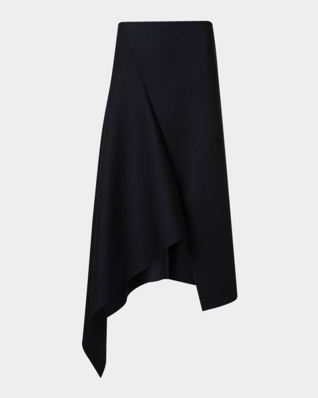 Asymmetric Techno Neoprene Midi Skirt
